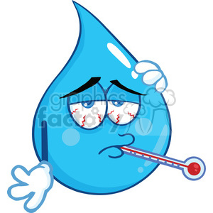 Royalty Free RF Clipart Illustration Sick Water Drop Character With Thermometer clipart. Commercial use image # 395910