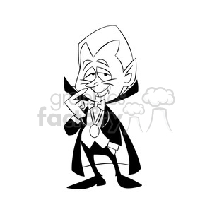 clipart - guss the cartoon character dressed as dracula black white.