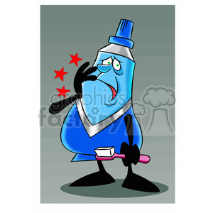 mo the toothpaste cartoon character with tooth ache clipart.