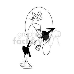 clipart - cartoon party balloon vector image mascot happy trying to break his string in black and white.
