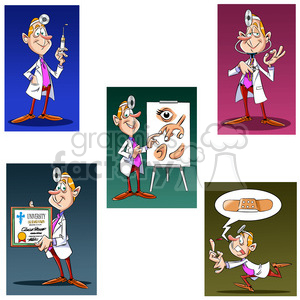 character mascot cartoon doctor medical doc hospital set stethoscope