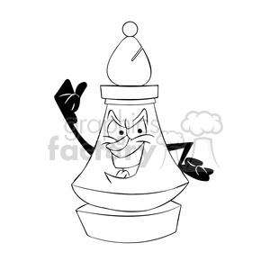 clipart - cartoon chess piece character bishop black white.