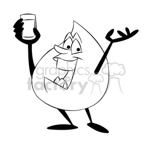 aqua the cartoon water drop drinking water black white clipart. Royalty-free image # 397710