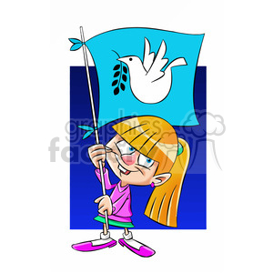 mascot character cartoon girl child flag dove