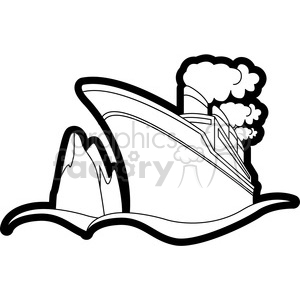 clipart - ship in the ocean close to iceberg outline.