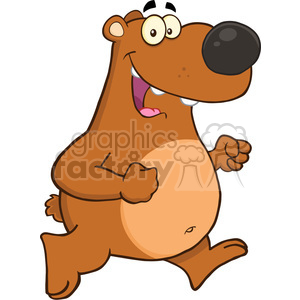 royalty free rf clipart illustration happy brown bear cartoon character running vector illustration isolated on white clipart. Commercial use image # 399629