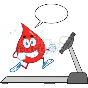 fitness health healthy exercise cartoon character treadmill blood drop