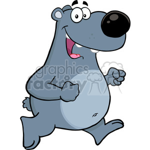 happy gray bear cartoon character running vector illustration isolated on white clipart. Commercial use image # 399649