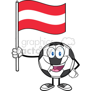 happy soccer ball cartoon mascot character holding a flag of austria vector illustration isolated on white background clipart. Royalty-free image # 399737