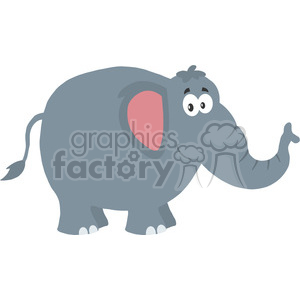 smiling elephant cartoon character vector illustration flat design style isolated on white clipart.