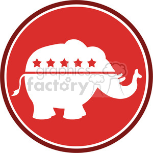 republican elephant red circle label vector illustration flat design style isolated on white