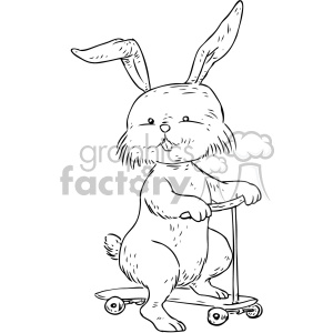 illustration outline black+white rabbit riding scooter tattoo Easter animal tattoo