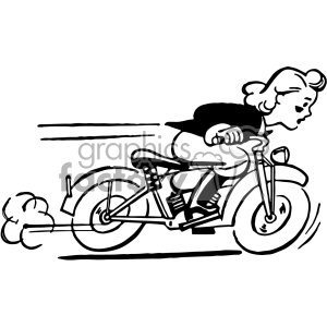 vintage female riding a motocycle vector vintage 1900 vector art GF clipart. Commercial use image # 402502