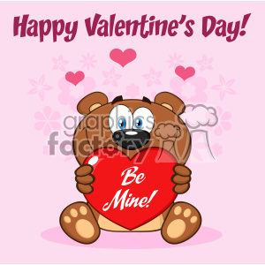 10680 Royalty Free Clipart Smiling Brown Teddy Bear Cartoon Mascot Character Holding A Valentine Love Heart With Text Be Mine Vector Greeting Card And Text Happy Valentine Day clipart. Royalty-free image # 403365