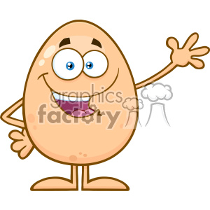 clipart - 10922 Royalty Free RF Clipart Happy Egg Cartoon Mascot Character Waving For Greeting Vector Illustration.