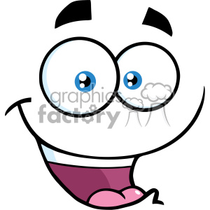 clipart - 10849 Royalty Free RF Clipart Happy Cartoon Funny Face With Smiling Expression Vector Illustration.