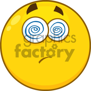 clipart - Royalty Free RF Clipart Illustration Yellow Cartoon Smiley Face Character With Hypnotized Expression And Protruding Tongue Vector Illustration Isolated On White Background.