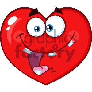 Crazy Red Heart Cartoon Emoji Face Character With Smiling Expression Vector Illustration Isolated On White Background clipart. Commercial use image # 404630