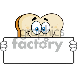 Bread Slice Cartoon Mascot Character Holding A Blank Sign Vector Illustration With Isolated On White Background clipart. Commercial use image # 404670