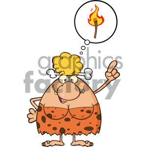 Smiling Cave Woman Cartoon Mascot Character With Good Idea Vector Illustration Isolated On White Background clipart.