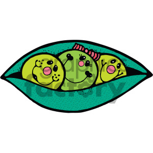 clipart - vector cartoon three peas in a pod.