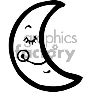 black white cartoon moon image clipart. Royalty-free image # 405206
