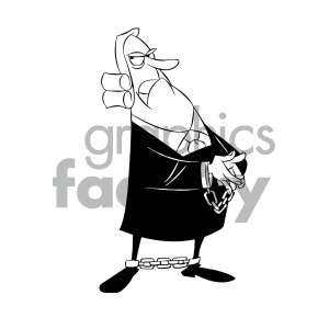 black and white cartoon supreme court justice with hands cuffed clipart.