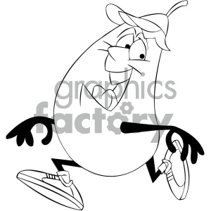 black+white cartoon character mascot funny eggplant vegetable food healthy exercise