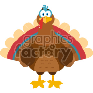 Thanksgiving Turkey Bird Cartoon Mascot Character Vector Illustration Flat Design no background clipart. Royalty-free image # 406959