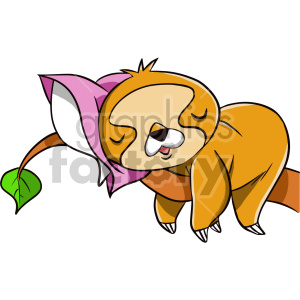 clipart - tired sloth cartoon character.
