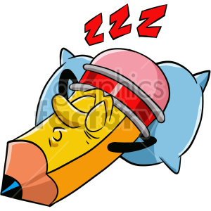tired sleeping pencil cartoon character