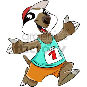 cartoon sloth character run running runner race marathon