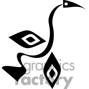 abstract black and white bird design clipart.