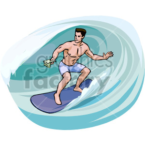 man surfing inside a wave clipart.