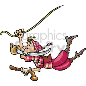pirate swinging on a rope clipart.