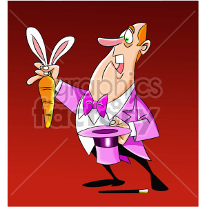 cartoon magician pulling carrot out of a hat clipart.