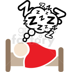 clipart - white person sleeping dreaming in bed color icon vector.