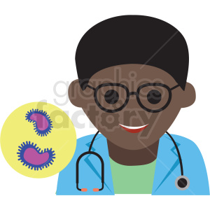 young african american doctor cartoon vector icon clipart.