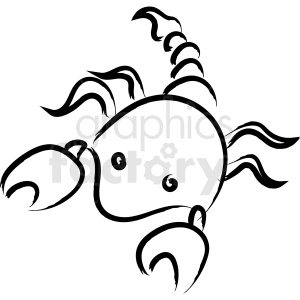black+white cartoon drawing animal lobster
