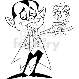 black and white cartoon dracula drinking cocktails