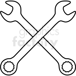 crossed combination wrench vector icon outline