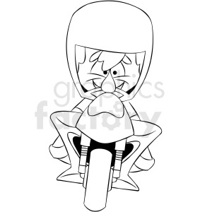 black and white cartoon motorcycle rider clipart. Commercial use image # 412406