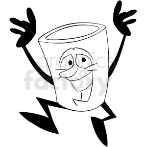 clipart - black and white cartoon sushi character dancing.