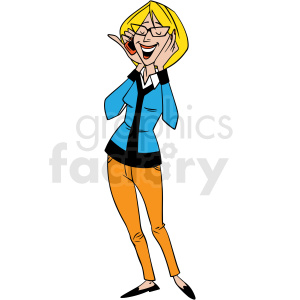 lady talking on phone vector clipart .