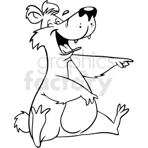 black and white laughing bear vector clipart