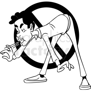 black and white african american no caughing cartoon vector clipart .