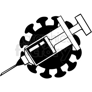 black and white covid 19 virus cartoon vector clipart .