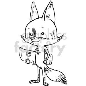 fox skater black and white clipart clipart. Royalty-free image # 414750