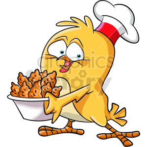 cartoon chicken holding tender clipart