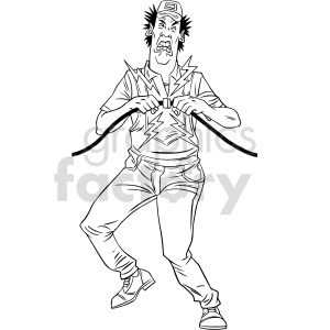 clipart - black and white guy getting electrocuted clipart.